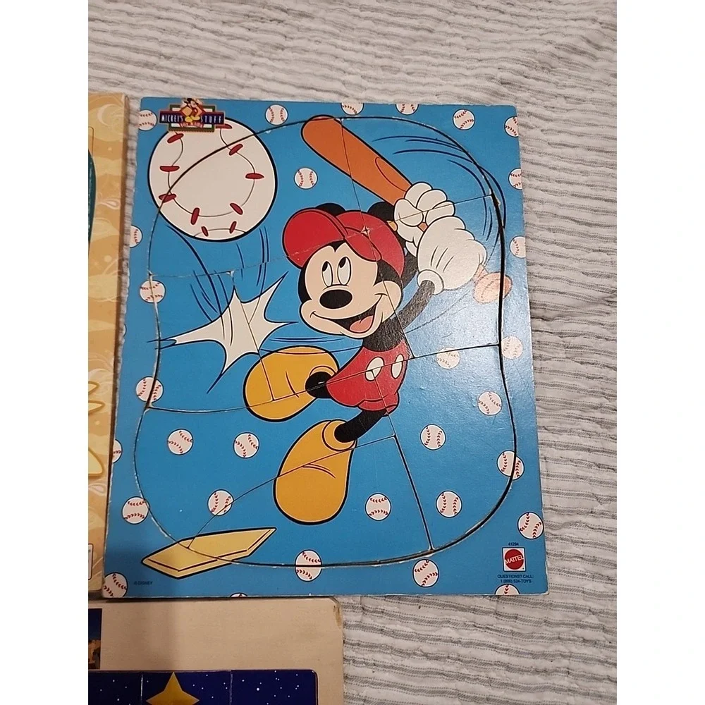 Lot Of 3 Wood Puzzles, VTG Dora The Explorer, 1990s Mickey Mouse, Nativity Scene